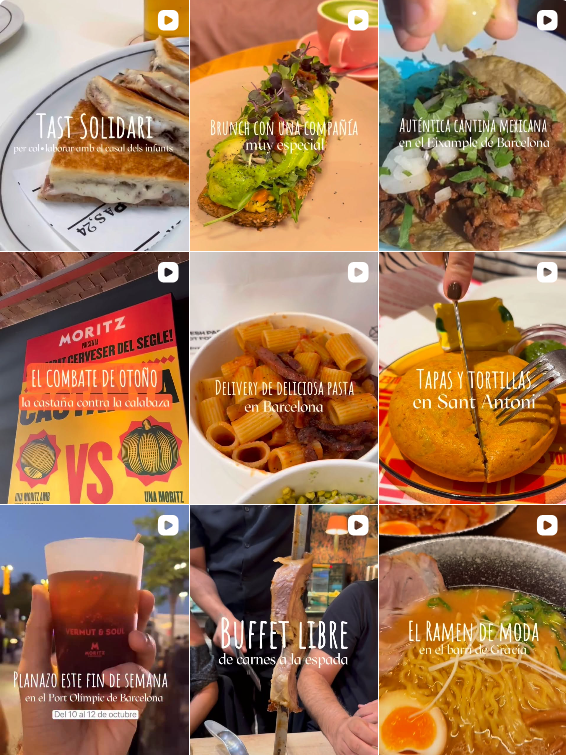Influencer foodie @comer.en.barcelona colaborando con marcas de "gastronomía" – Agencia Brilla