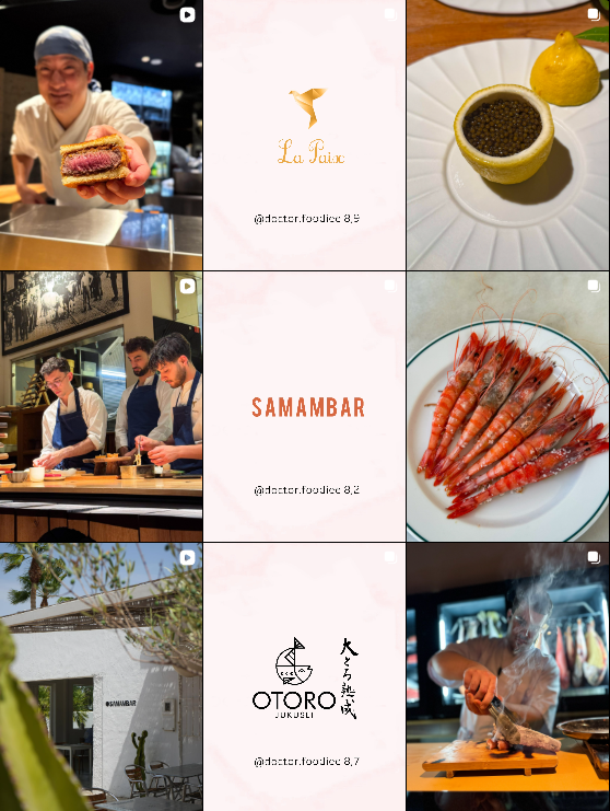 Influencer gastronómico @doctor.foodiee compartiendo experiencias en restaurantes de alta gama – Agencia Brilla