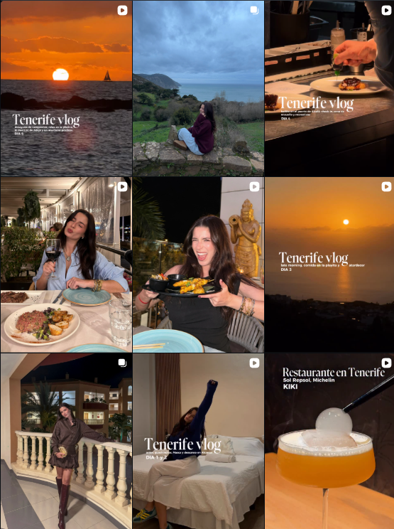 Influencer @pattyvegus compartiendo su experiencia en Tenerife, vlogs, comida y vistas impresionantes