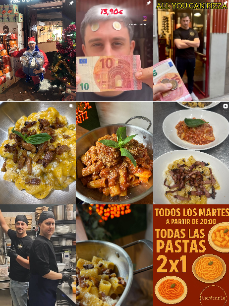 Influencer foodie , gastronomía italiana , pastas , pizza , restaurantes @cardinale_madrid colaborando con marcas de “restauración, gastronomía italiana, ocio gastronómico” – Agencia Brilla