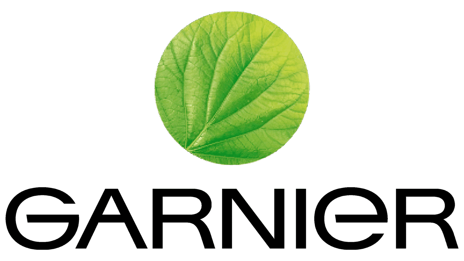 Logo de Garnier con una hoja verde representando su compromiso con la naturaleza y la belleza.