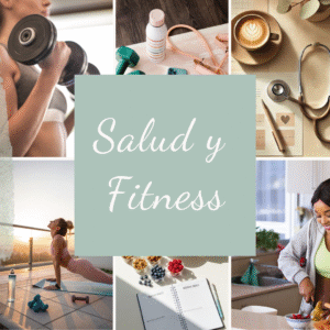 Collage de imágenes sobre salud y fitness, incluyendo ejercicio, descanso y bienestar, con Brilla Influencers y Comunicación