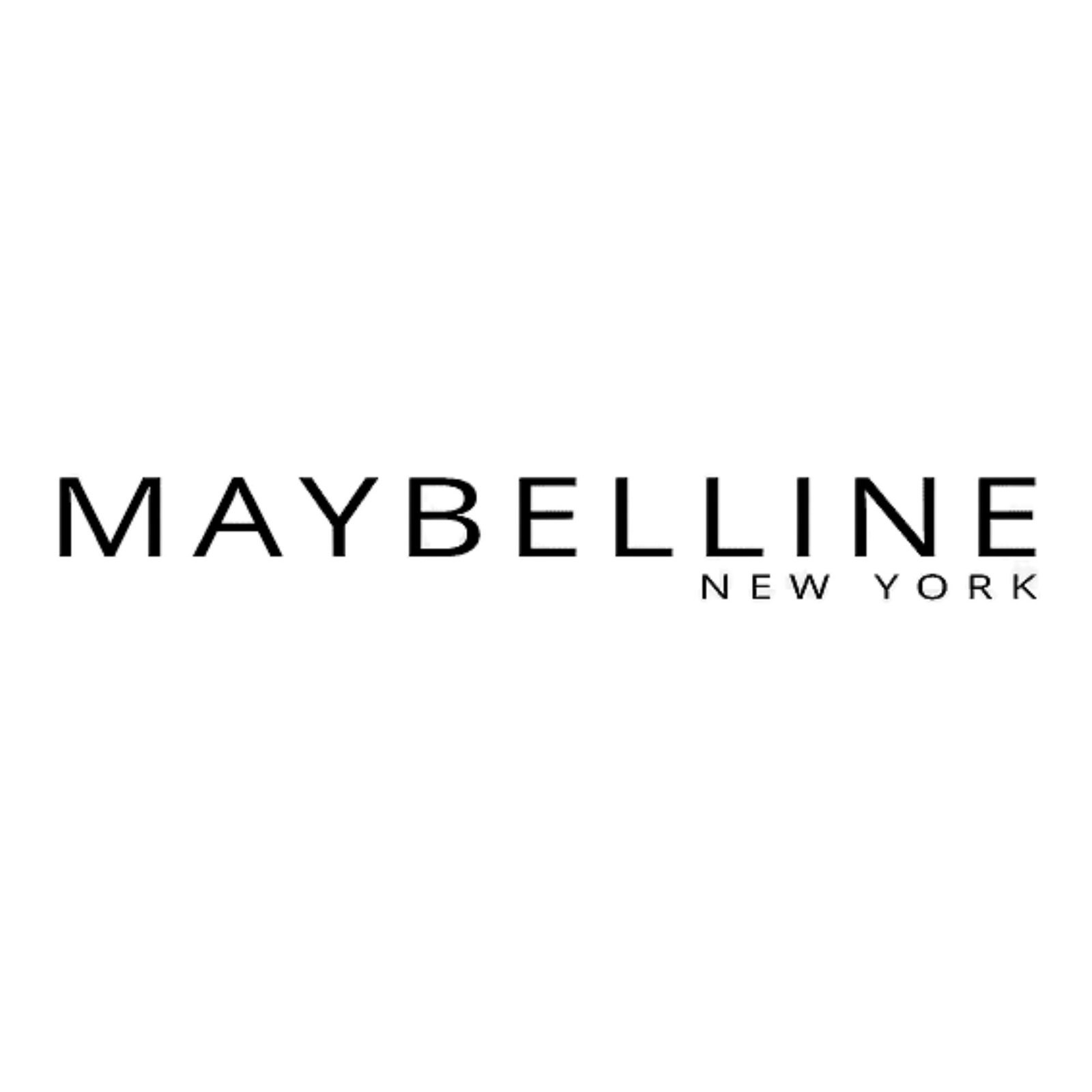 Logo de Maybelline New York, tipografía moderna en color negro.