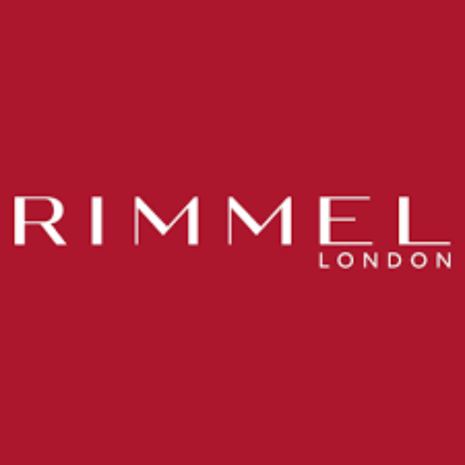 Logotipo de Rimmel London, marca de cosméticos icónica en el mundo del maquillaje.