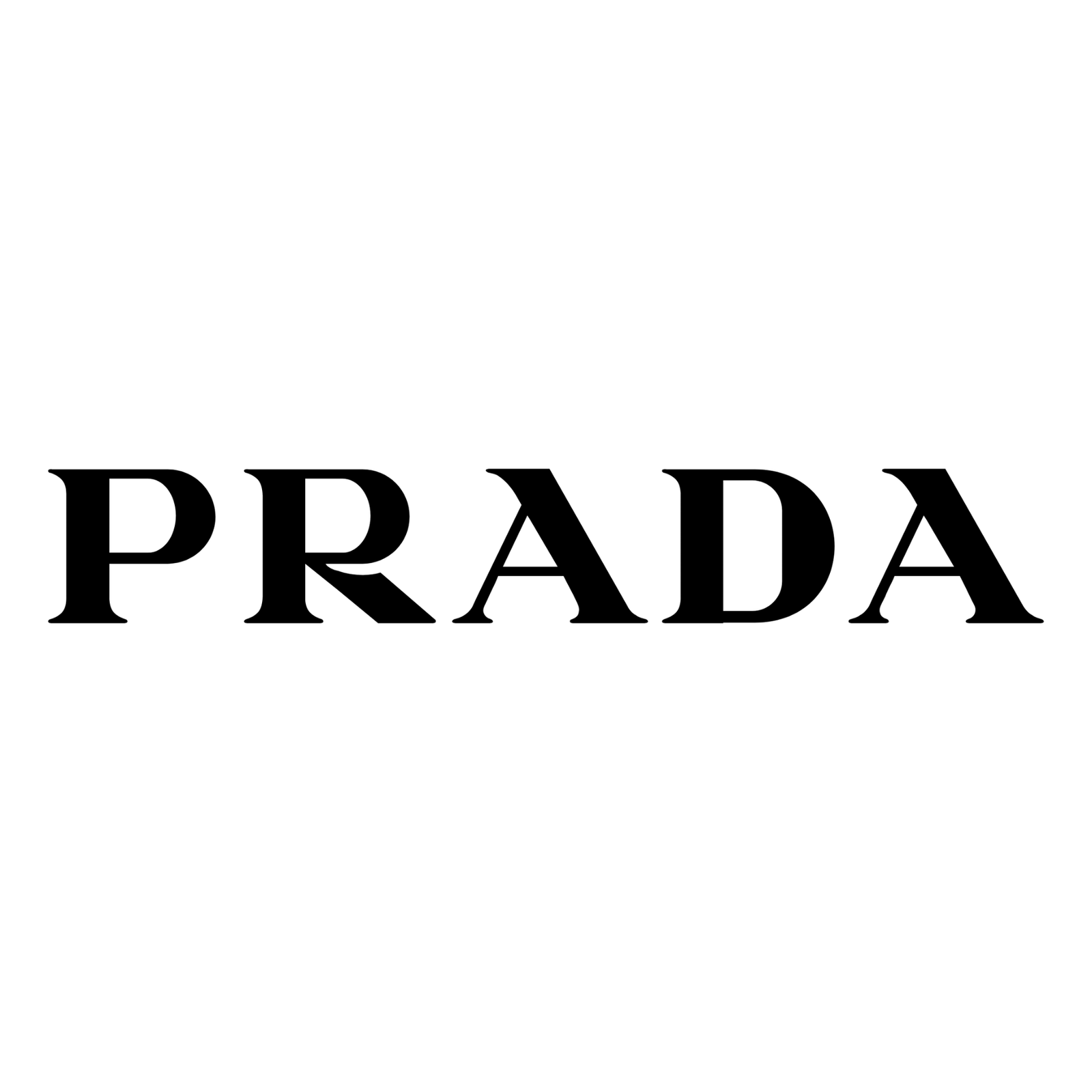 Prada logo, luxury fashion.