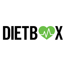 Logo DIETBOX con icono de corazón y línea de salud, marca de nutrición, Agencia de marketing digital Brilla Influencers y Comunicación