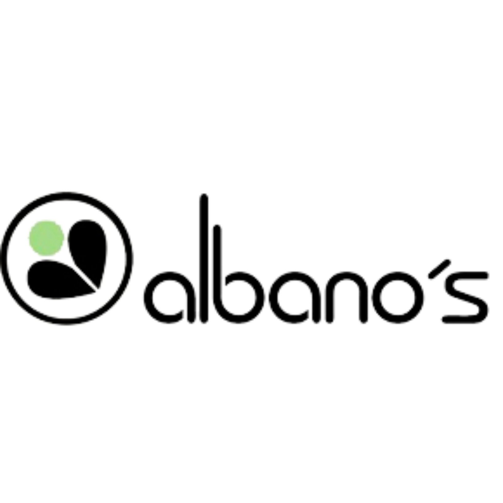 Logo de Albano's, una marca elegante con un diseño minimalista que representa naturaleza y bienestar.