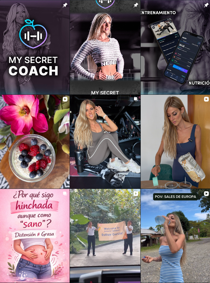 Influencer lifestyle, fitness @sther_gd colaborando con marcas de "bienestar, entrenamiento, nutrición" en Barcelona – Agencia Brilla.