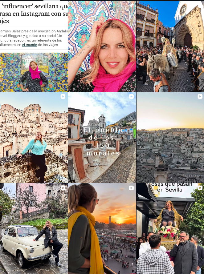 Influencer travel @un_mundo_alrededor colaborando con marcas de "viajes, turismo, experiencias culturales" en Sevilla – Agencia Brilla.