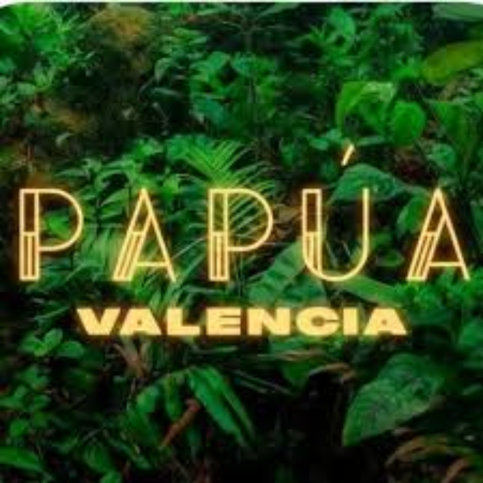 Logo de Papúa Valencia, marca enfocada en la cultura tropical y la gastronomía.