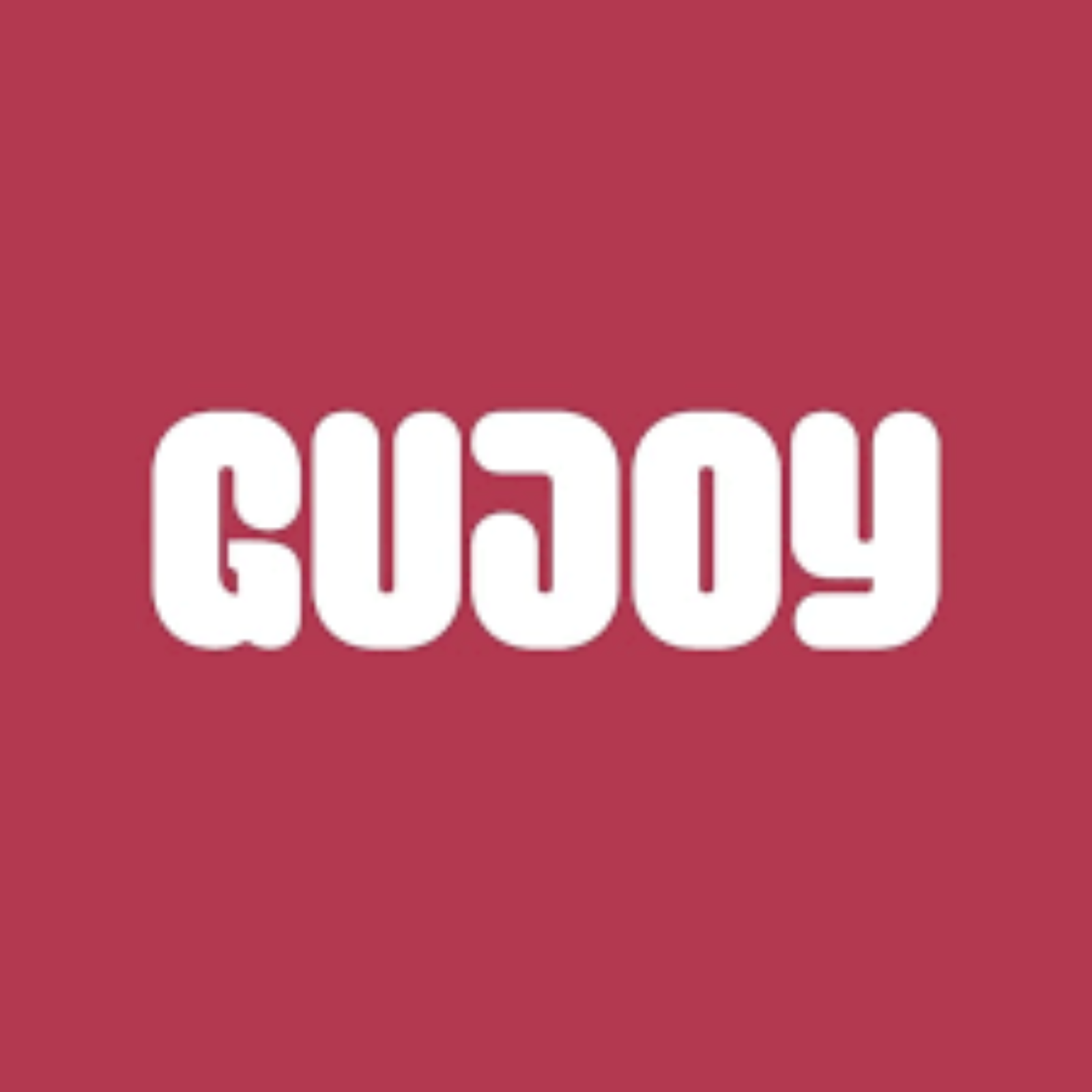 Logotipo de la marca GUJOY en color blanco sobre un fondo granate.