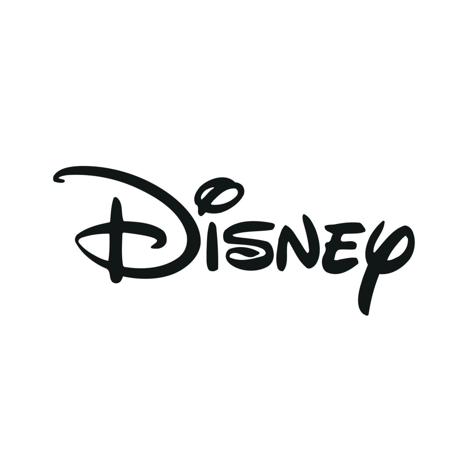 Logo de Disney negro sobre fondo blanco, marca oficial de entretenimiento.