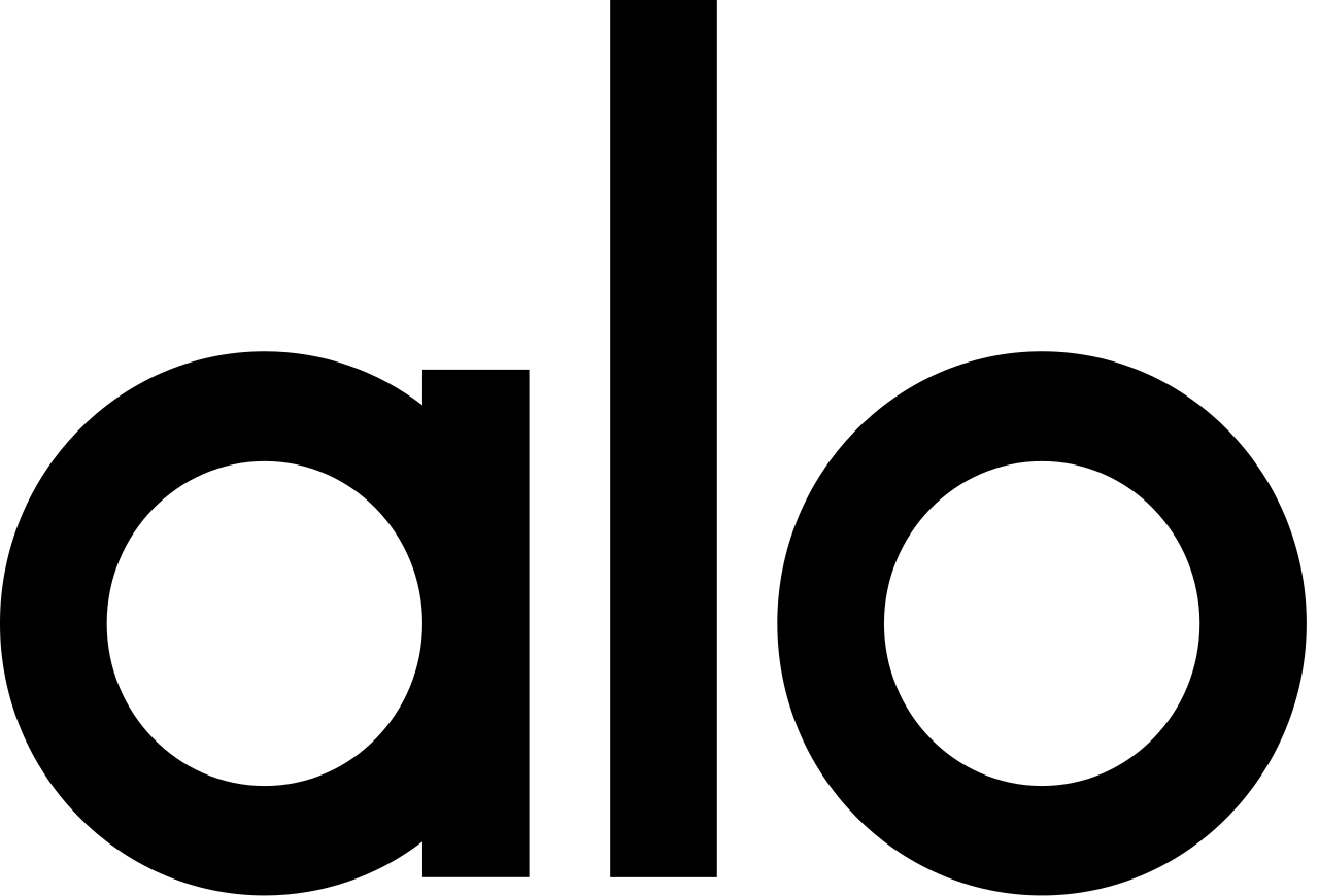 Logo oficial de Alo Yoga, marca líder en ropa deportiva, activewear, yoga y lifestyle saludable.