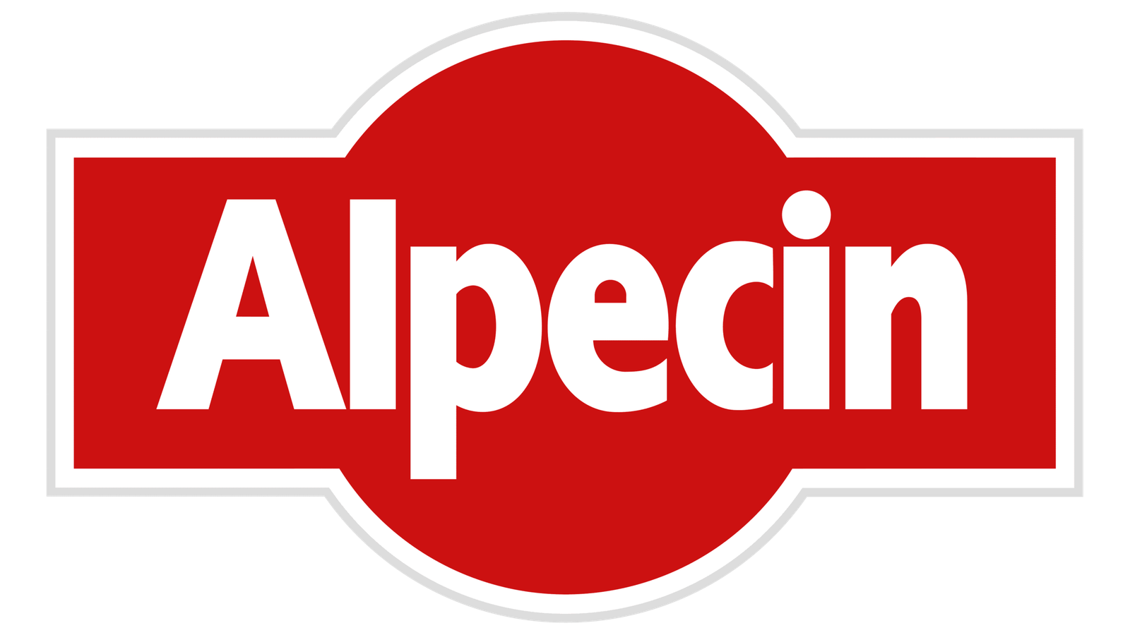 Logo de Alpecin en color rojo y blanco, marca reconocida por sus productos para el cuidado capilar masculino.