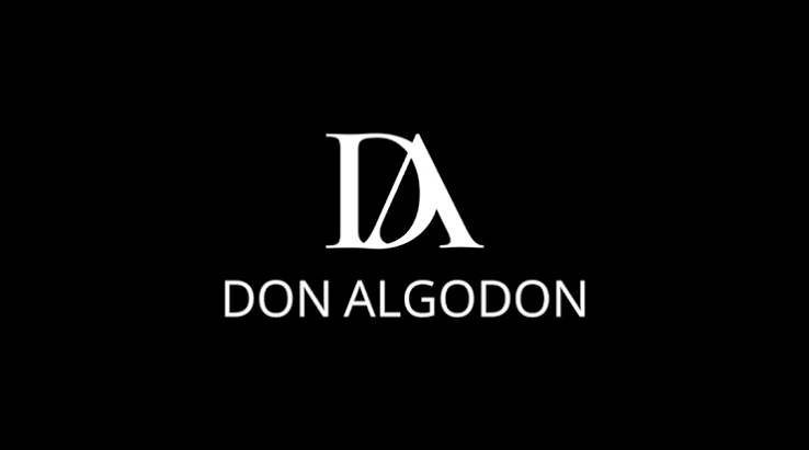 Logo de Don Algodón en color blanco sobre fondo negro con iniciales DA y nombre completo de la marca.