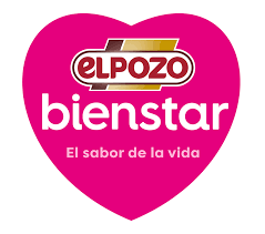 Logo de ElPozo Bienestar con diseño en forma de corazón rosa y mensaje centrado en alimentación saludable y bienestar.