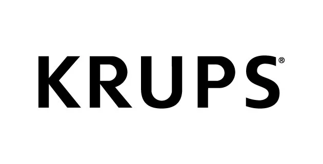 Logo de KRUPS con tipografía negra en mayúsculas sobre fondo claro.