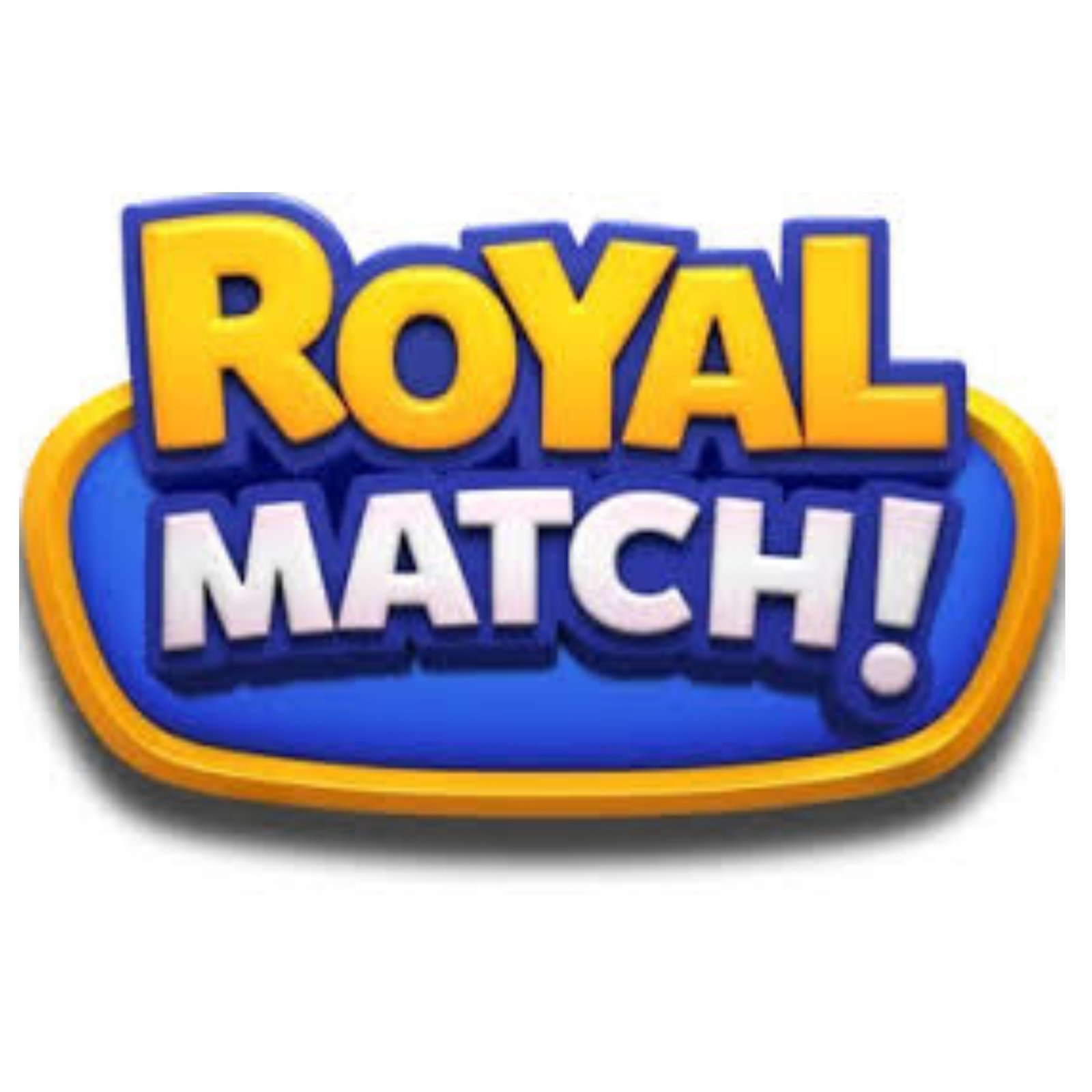 Logo oficial de Royal Match con tipografía amarilla y blanca sobre fondo azul, videojuego para dispositivos móviles – Agencia Brilla.