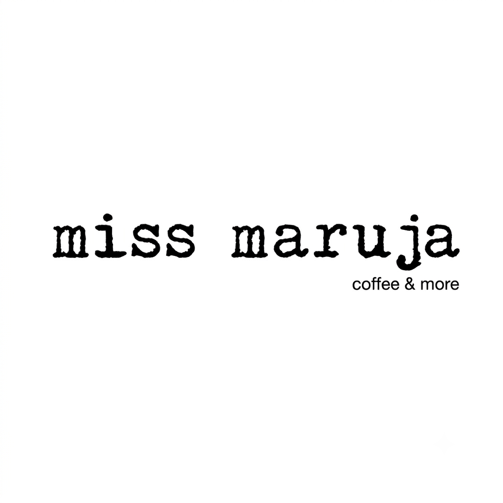 Logotipo de Miss Maruja Coffee & More en negro sobre fondo blanco.