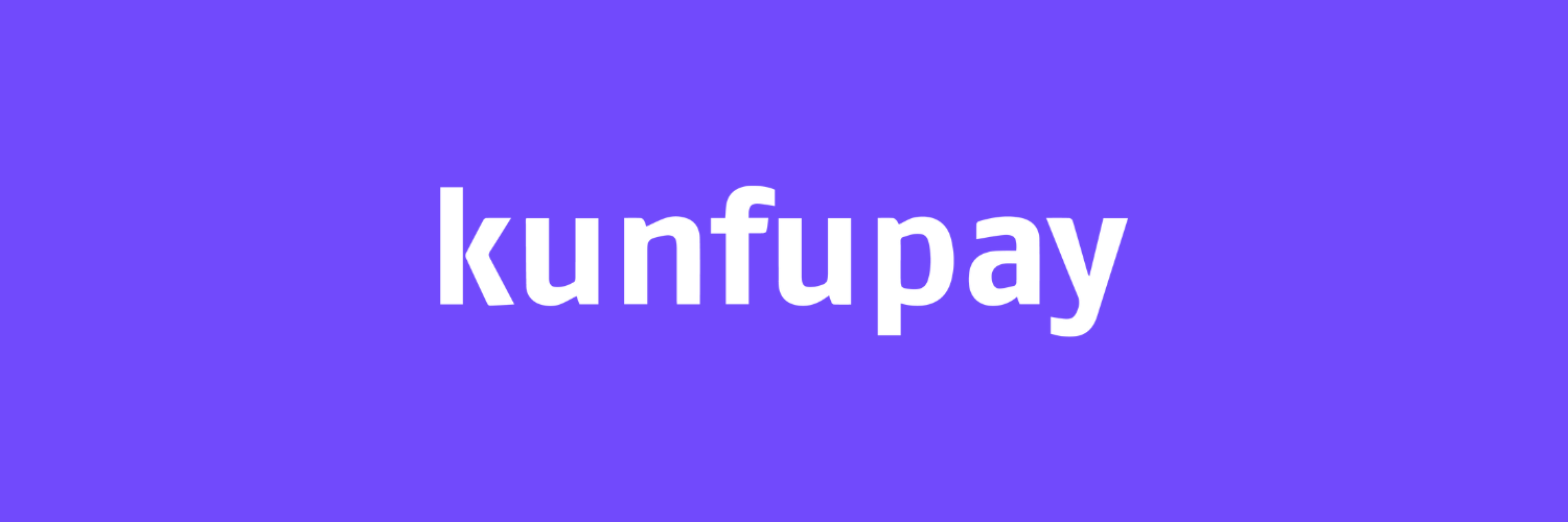Logo de KunfuPay en blanco sobre fondo morado, identidad visual de plataforma de pagos digitales | Agencia Brilla Influencers