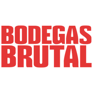 Logo de Bodegas Brutal con tipografía roja de gran impacto visual e identidad de marca reconocible.