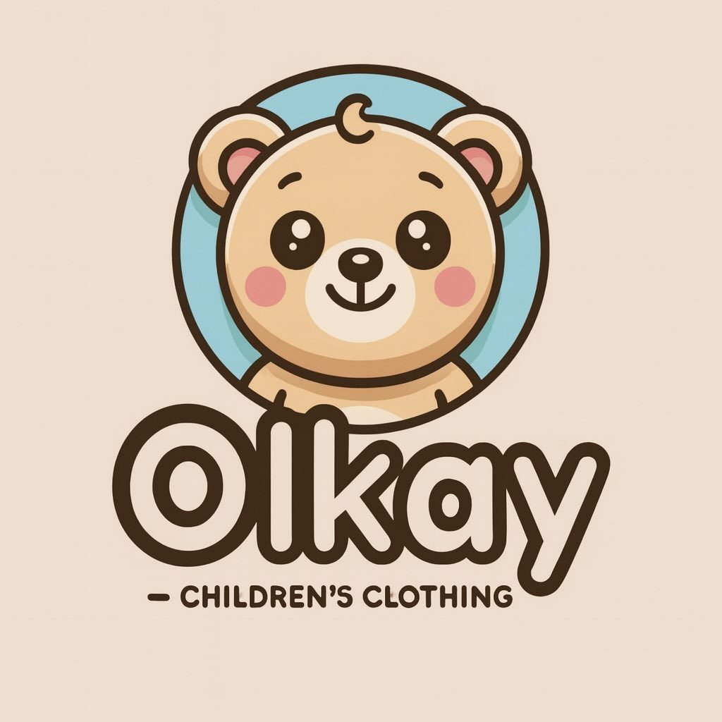 Logo de Oikay Children’s Clothing con ilustración de un osito, representativo de una marca de ropa infantil.