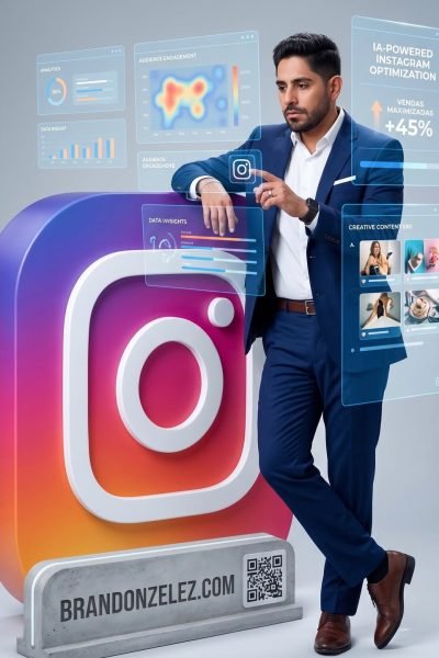 UGC Brandon González creando contenido sobre marketing digital, Instagram, inteligencia artificial y estrategia para marcas – Agencia Brilla.