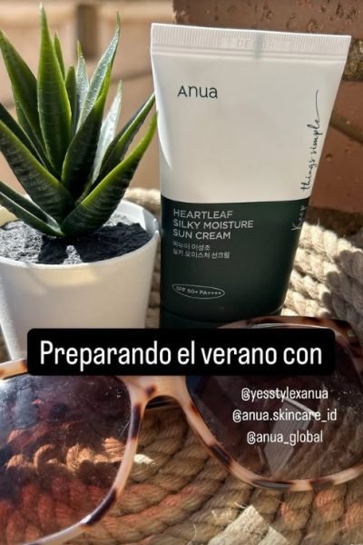 UGC promocionando protector solar Anua Heartleaf Silky Moisture Sun Cream para rutina de verano – Agencia Brilla.