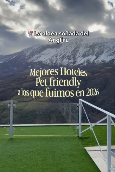 Vistas a las montañas nevadas desde un hotel pet friendly en el Angliru – Agencia Brilla.