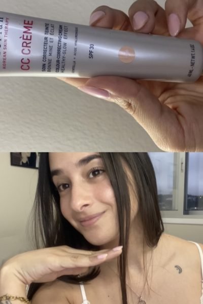 Aitana Nicolao mostrando CC Crème de Erborian para cuidado facial y maquillaje natural.