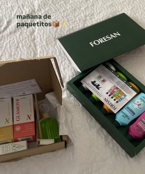 Lucía Fernández UGC unboxing productos de belleza Foresan y perfumes contenido lifestyle