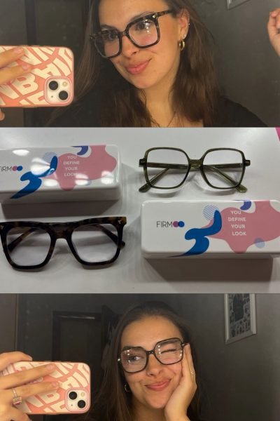Marina Martínez sonríe frente a un espejo con gafas, mostrando su estilo lifestyle como creadora de contenido UGC.